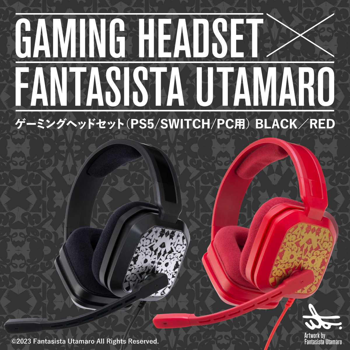 GAMING HEADSET × FANTASISTA UTAMARO ゲーミングヘッドセット（PS5/SWITCH/PC用） BLACK／RED