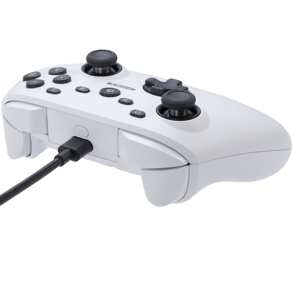 ゲーミングコントローラーPRO(PC/Switch用)ホワイト 不意のケーブル抜けを防ぐ独自のロック機構搭載