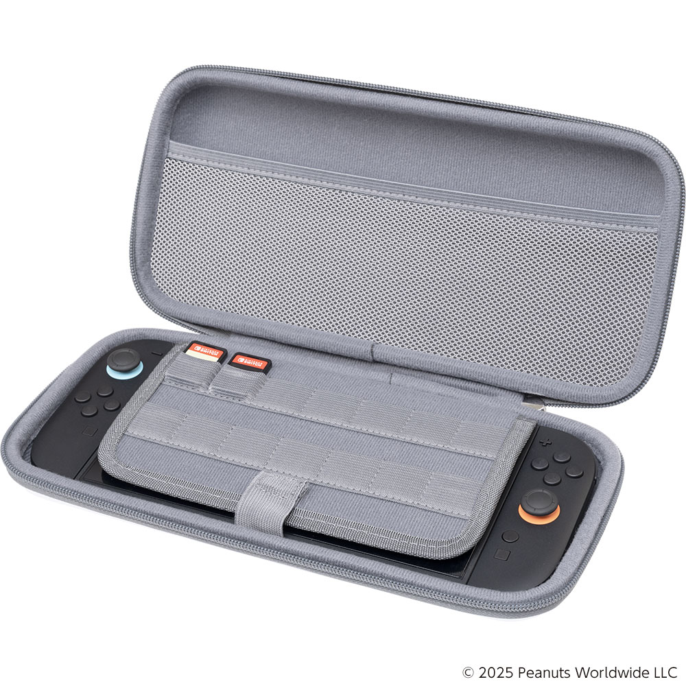 スヌーピー ポーチ(Switch2用)フェイス アクセサリーを収納できるメッシュポケット/Switch用ゲームカードを10枚収納できるポケット付き